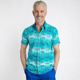 TIE DIE STRIPE WITH BICYCLES PRINT SHORT SLEEVE SHIRT - Premium Men's Patterned Shirt by Claudio Lugli | Bold Design, Tailored Fit, Best Printed Shirts