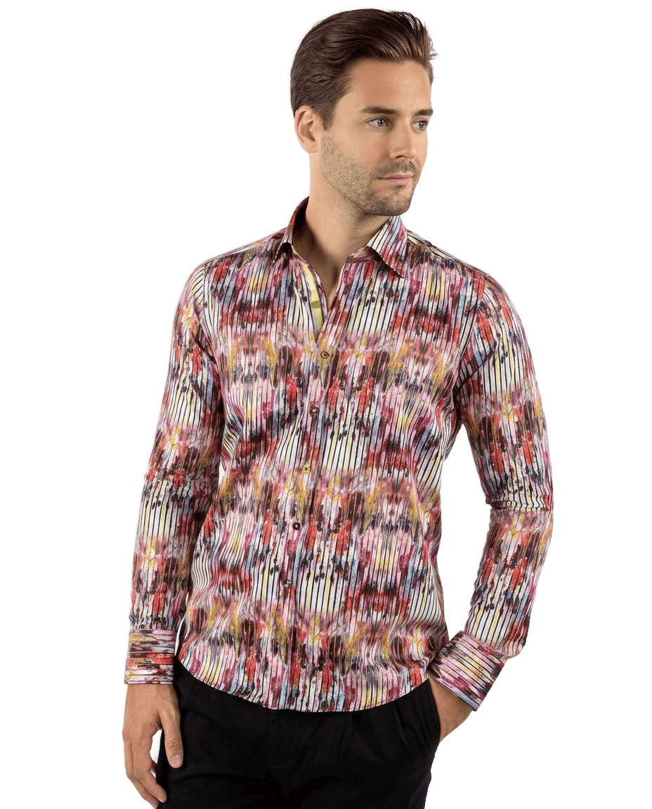 Tie Dye Art Striped Print Shirt - Claudio Lugli Shirts