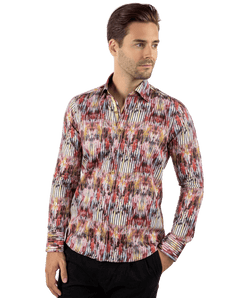 Tie Dye Art Striped Print Shirt - Claudio Lugli Shirts