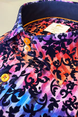 TIE - DYE FLORAL FLOCKING SHIRT WITH LUXURY TEXTURED FINISH - Claudio Lugli Shirts