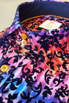 TIE - DYE FLORAL FLOCKING SHIRT WITH LUXURY TEXTURED FINISH - Claudio Lugli Shirts