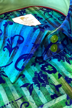 TIE - DYE FLORAL FLOCKING SHIRT WITH LUXURY TEXTURED FINISH - Claudio Lugli Shirts