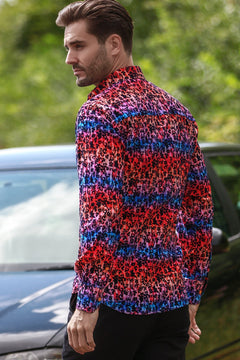 TIE - DYE FLORAL FLOCKING SHIRT WITH LUXURY TEXTURED FINISH - Claudio Lugli Shirts