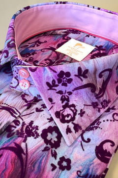 TIE - DYE FLORAL FLOCKING SHIRT WITH LUXURY TEXTURED FINISH - Claudio Lugli Shirts