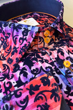 TIE - DYE FLORAL FLOCKING SHIRT WITH LUXURY TEXTURED FINISH - Claudio Lugli Shirts