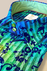 TIE - DYE FLORAL FLOCKING SHIRT WITH LUXURY TEXTURED FINISH - Claudio Lugli Shirts