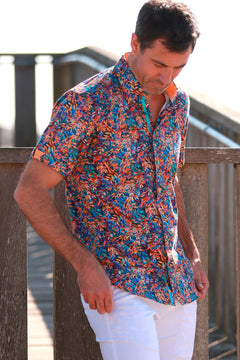 TROPICAL NEON SHORT SLEEVE SHIRT – Premium Men's Patterned Shirt by Claudio Lugli | Bold Design, Tailored Fit, Best Printed Shirts