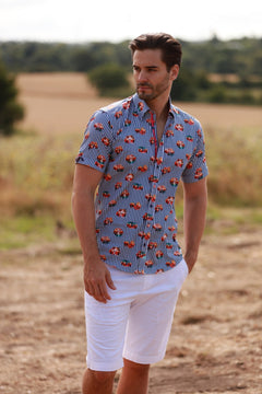 TROPICAL VISIONS STRIPE SHORT SLEEVE SHIRT – Premium Men's Patterned Shirt by Claudio Lugli | Bold Design, Tailored Fit, Best Printed Shirts