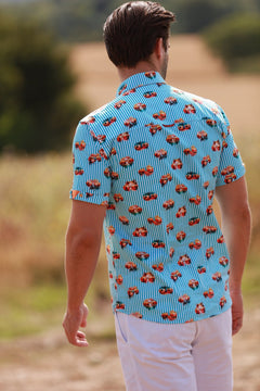 TROPICAL VISIONS STRIPE SHORT SLEEVE SHIRT – Premium Men's Patterned Shirt by Claudio Lugli | Bold Design, Tailored Fit, Best Printed Shirts