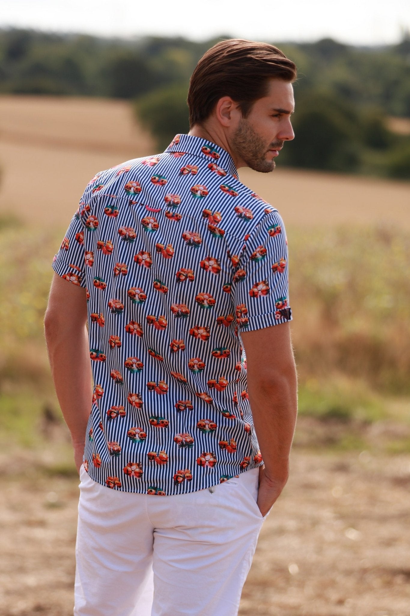 TROPICAL VISIONS STRIPE SHORT SLEEVE SHIRT – Premium Men's Patterned Shirt by Claudio Lugli | Bold Design, Tailored Fit, Best Printed Shirts