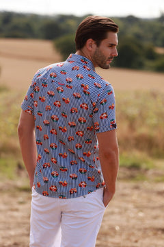 TROPICAL VISIONS STRIPE SHORT SLEEVE SHIRT – Premium Men's Patterned Shirt by Claudio Lugli | Bold Design, Tailored Fit, Best Printed Shirts