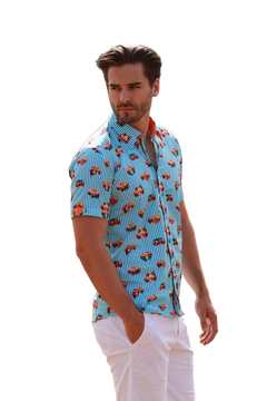Tropical Visions Stripe Short Sleeve Shirt - Claudio Lugli Shirts