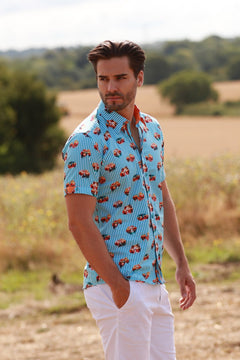 TROPICAL VISIONS STRIPE SHORT SLEEVE SHIRT – Premium Men's Patterned Shirt by Claudio Lugli | Bold Design, Tailored Fit, Best Printed Shirts