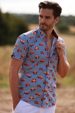TROPICAL VISIONS STRIPE SHORT SLEEVE SHIRT – Premium Men's Patterned Shirt by Claudio Lugli | Bold Design, Tailored Fit, Best Printed Shirts