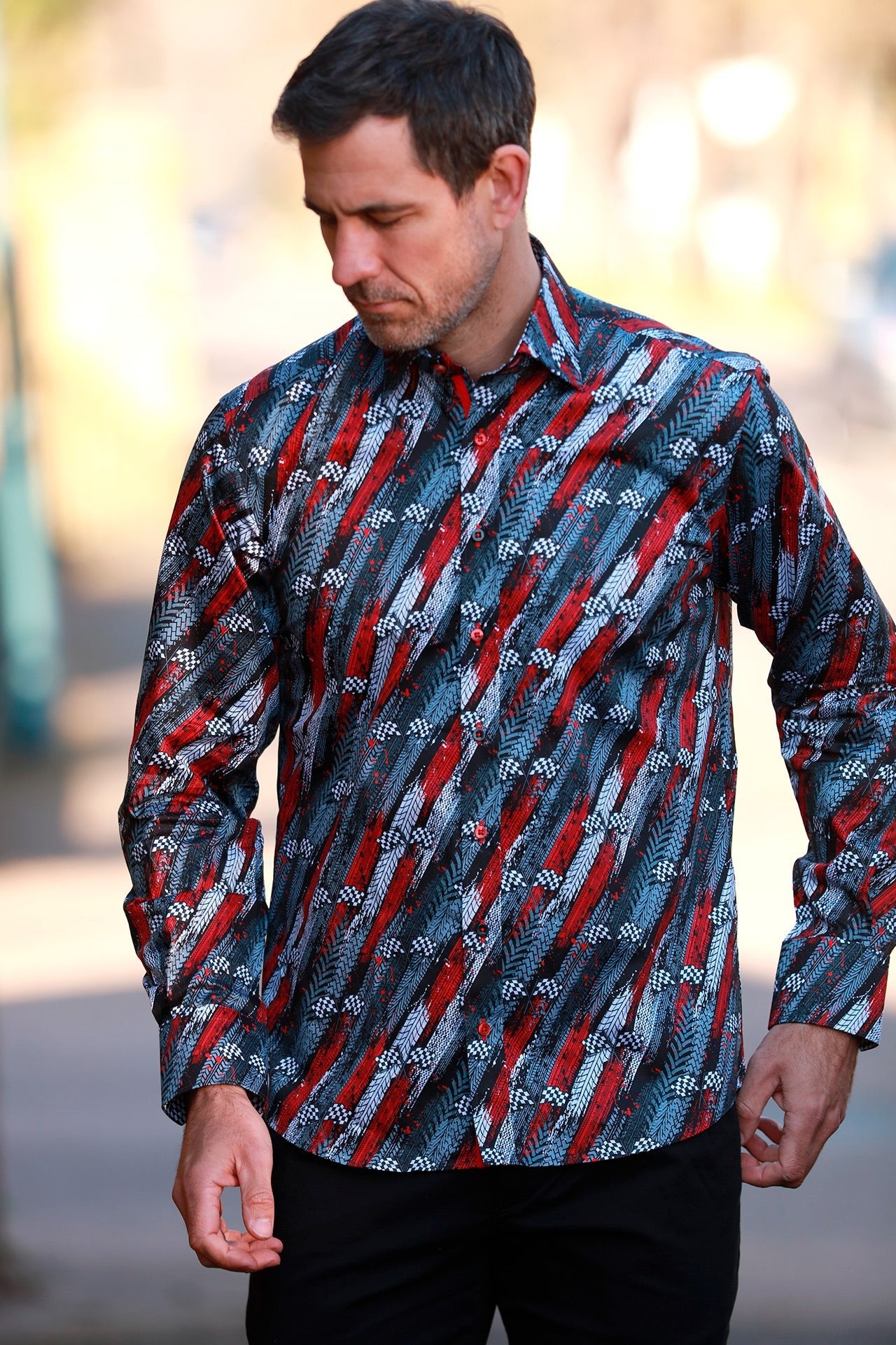 TURBO TRACKS & RACING FLAGS PRINT SHIRT - Claudio Lugli Shirts