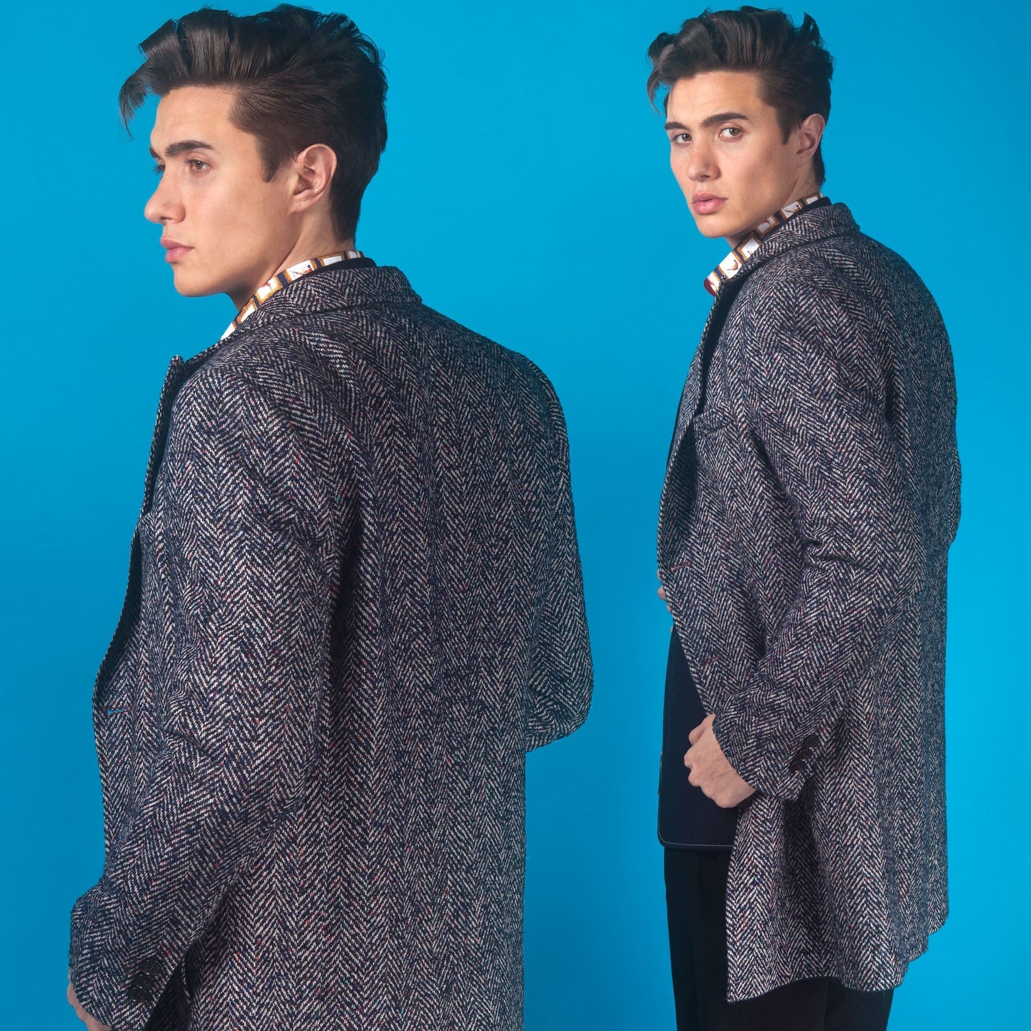 TWEED LONG COAT - Premium Men's Patterned Shirt by Claudio Lugli | Bold Design, Tailored Fit, Best Printed Shirts