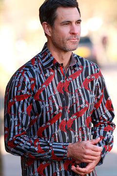 TYRE TRACK AND RACING FLAGS PRINT SHIRT - Claudio Lugli Shirts