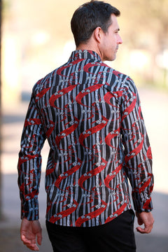 TYRE TRACK AND RACING FLAGS PRINT SHIRT - Claudio Lugli Shirts