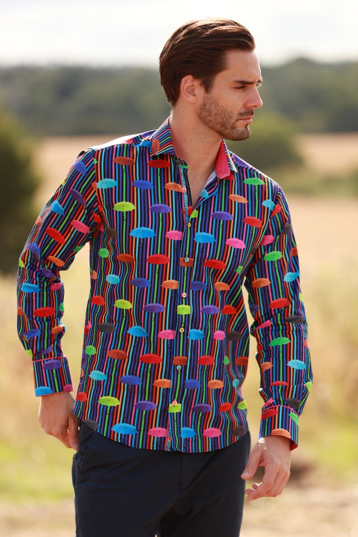 Umbrella Floating Stripe Print Shirt