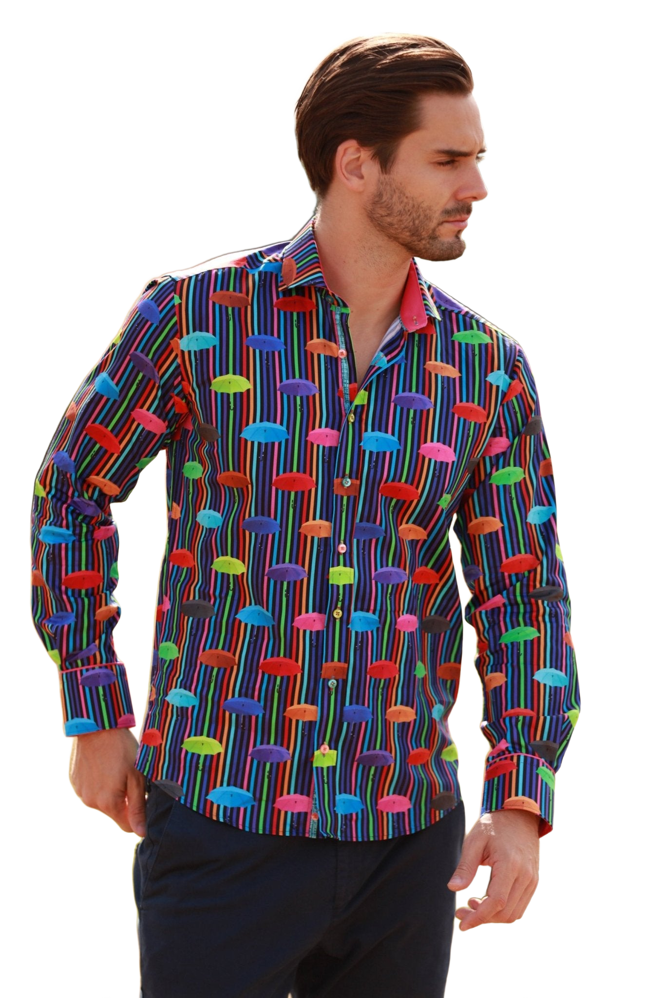 Umbrella Floating Stripe Print Shirt - Claudio Lugli Shirts