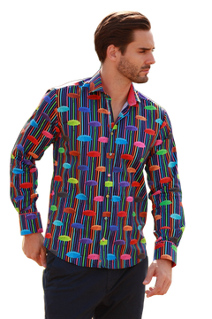 Umbrella Floating Stripe Print Shirt - Claudio Lugli Shirts