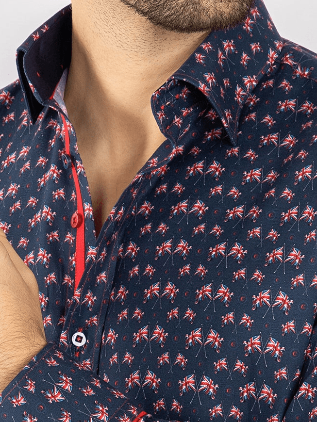 UNION JACK FLAG PARADE TENCEL SHIRT - Claudio Lugli Shirts