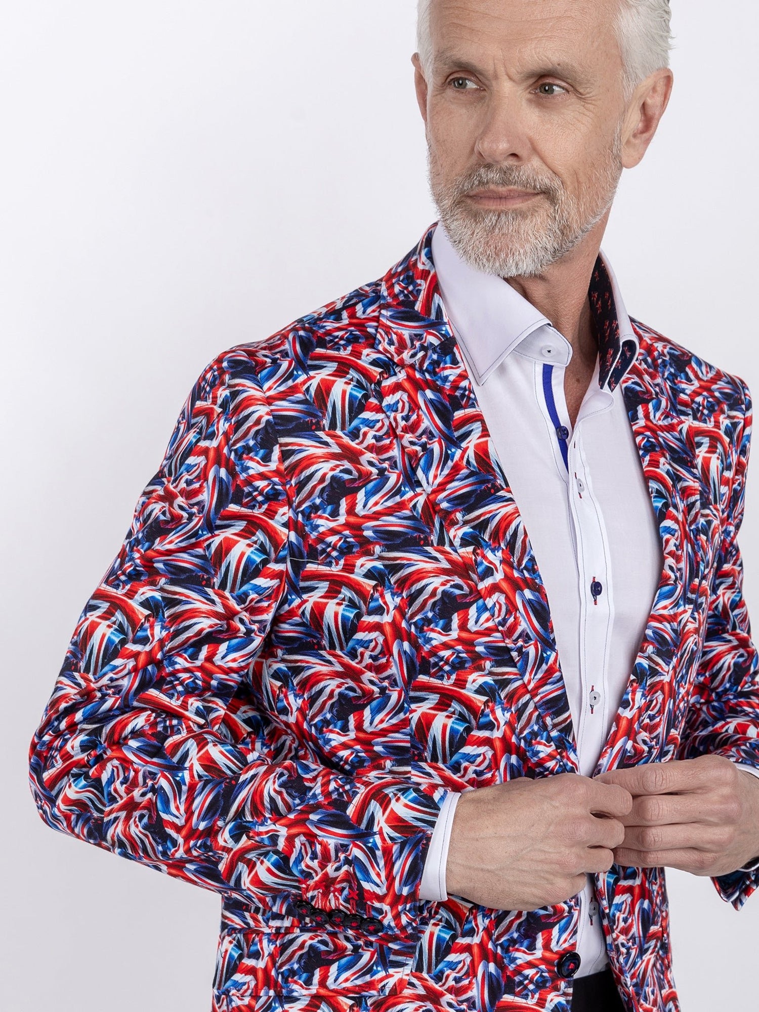 UNION JACK PRINTED FITTED JACKET - Claudio Lugli Shirts