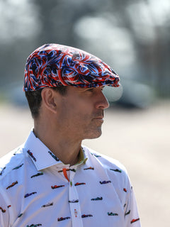 Union Jack Printed Flat Cap - Claudio Lugli Shirts
