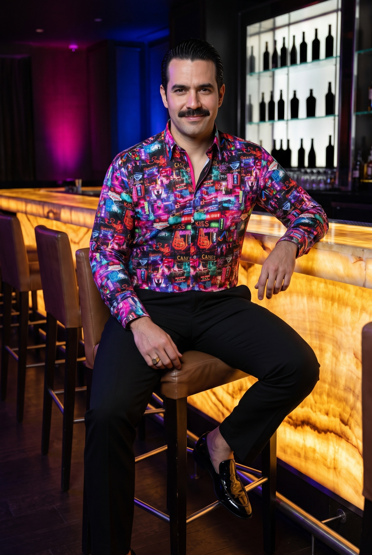 Vegas at Night Print Shirt - Claudio Lugli Shirts