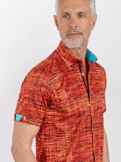 VIBRANT ABSTRACT ART SHORT SLEEVE SHIRT - Claudio Lugli Shirts