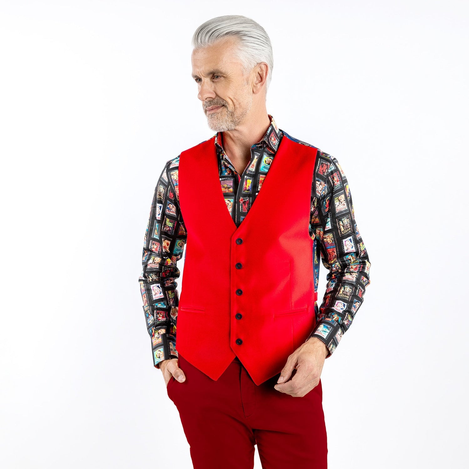VIBRANT VELVET WAISTCOAT - Premium Men's Patterned Shirt by Claudio Lugli | Bold Design, Tailored Fit, Best Printed Shirts