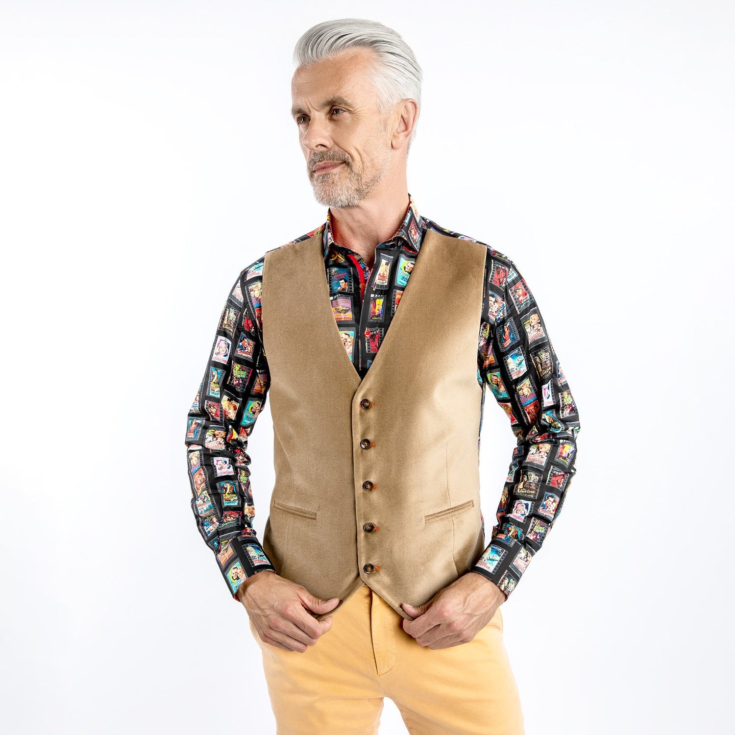 VIBRANT VELVET WAISTCOAT - Premium Men's Patterned Shirt by Claudio Lugli | Bold Design, Tailored Fit, Best Printed Shirts