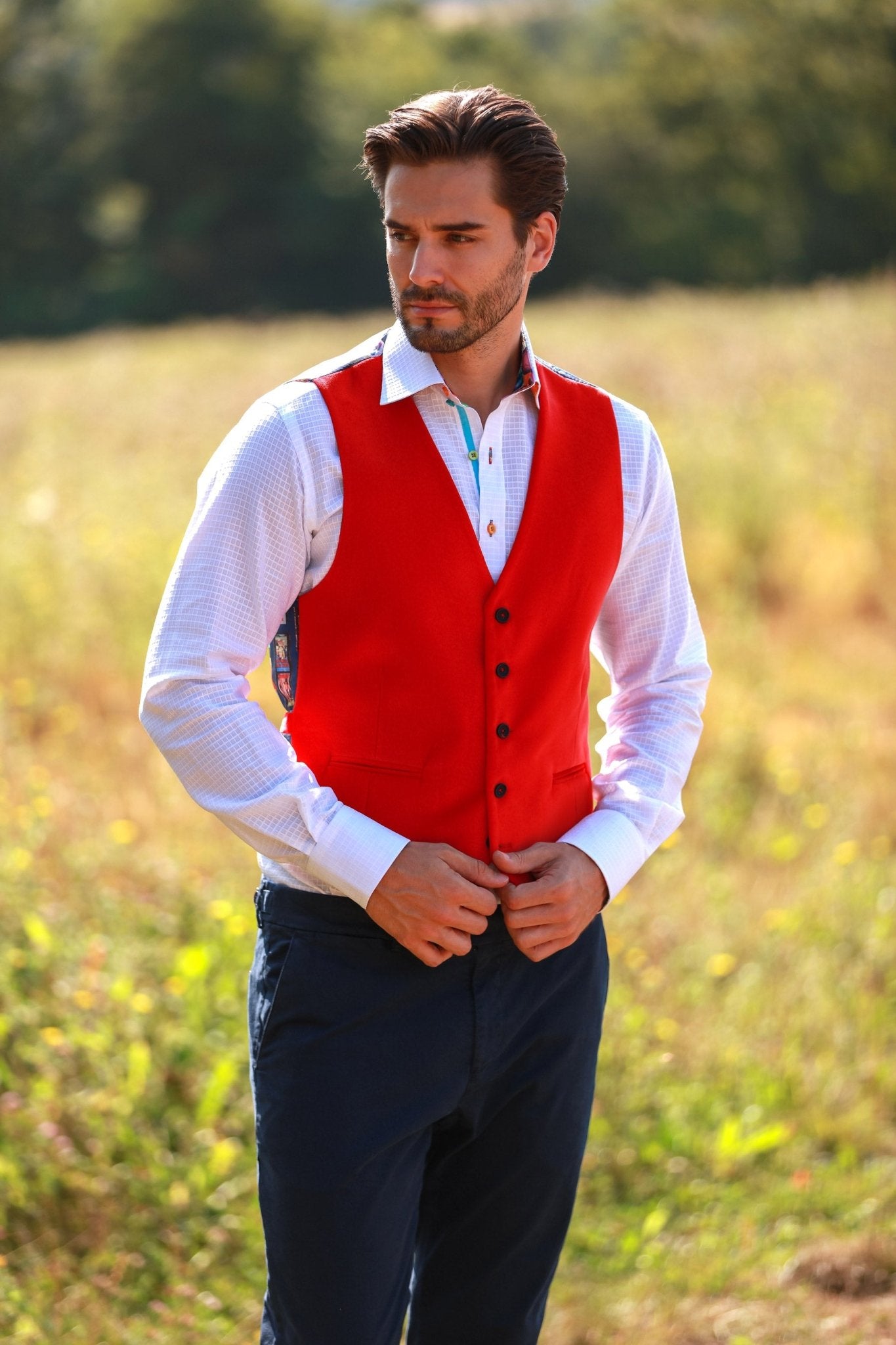 VIBRANT VELVET WAISTCOAT - Premium Men's Patterned Shirt by Claudio Lugli | Bold Design, Tailored Fit, Best Printed Shirts
