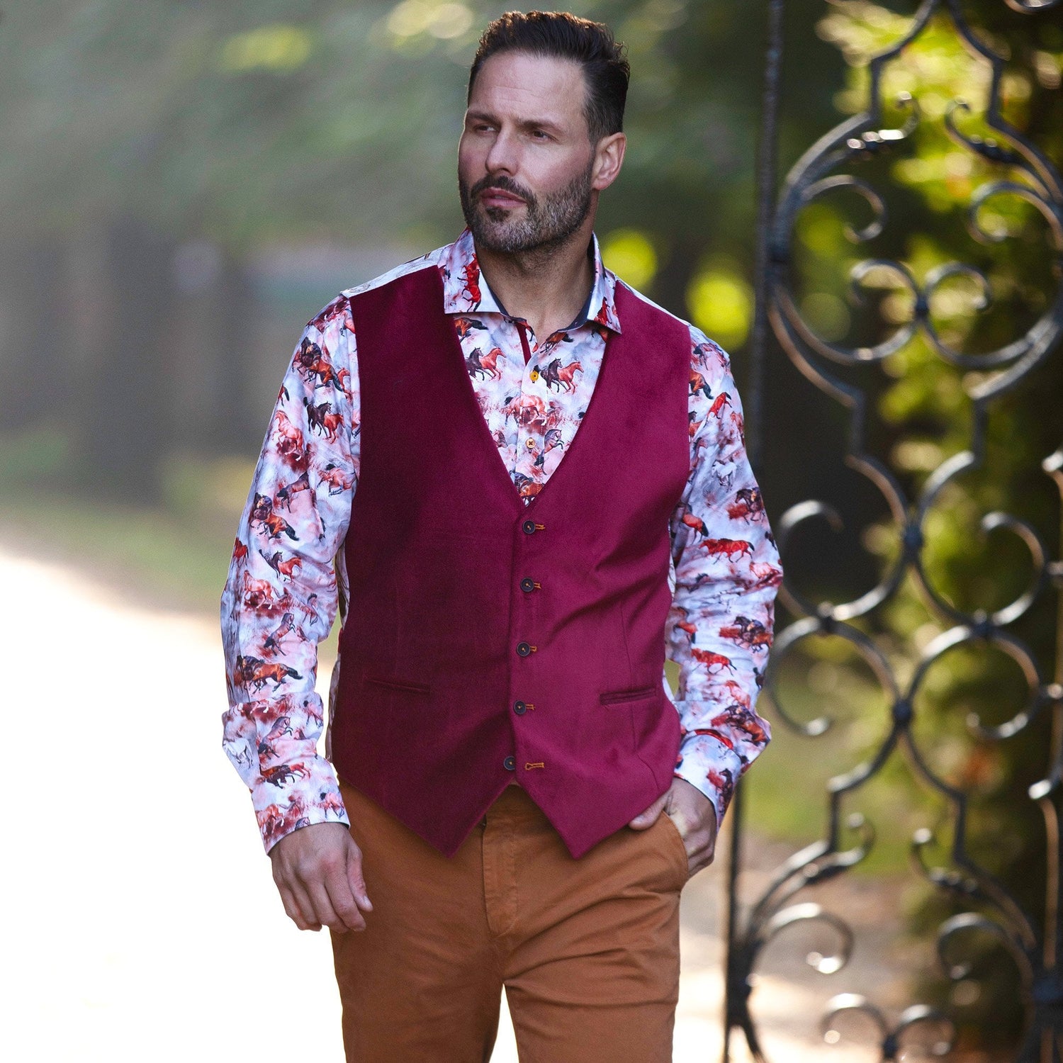 VIBRANT VELVET WAISTCOAT - Premium Men's Patterned Shirt by Claudio Lugli | Bold Design, Tailored Fit, Best Printed Shirts