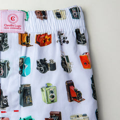 VINTAGE CAMERAS COTTON POPLIN PRINT BOXER SHORTS - Premium Men's Patterned Shirt by Claudio Lugli | Bold Design, Tailored Fit, Best Printed Shirts