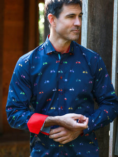 Vintage Scooter Print Satin Cotton Shirt - Claudio Lugli Shirts