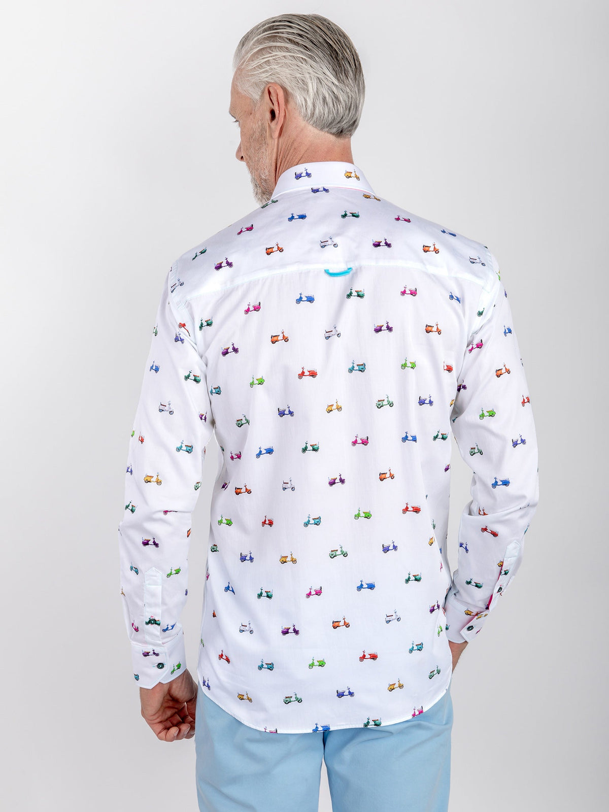 Vintage Scooter Print Satin Cotton Shirt - Claudio Lugli Shirts