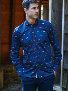 Vintage Scooter Print Satin Cotton Shirt - Claudio Lugli Shirts