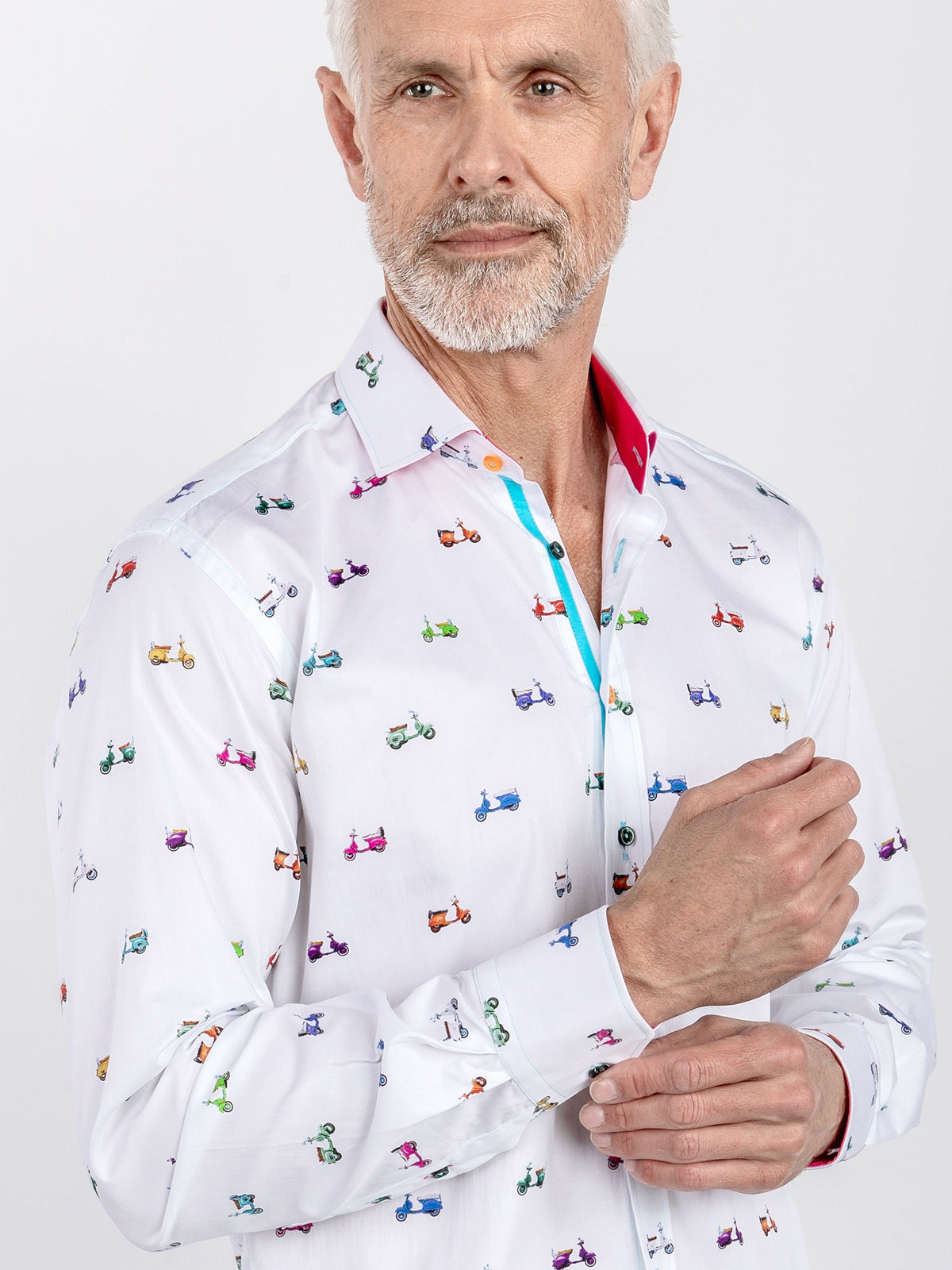 Vintage Scooter Print Satin Cotton Shirt - Claudio Lugli Shirts