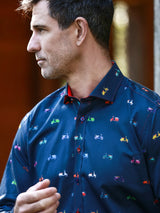 Vintage Scooter Print Satin Cotton Shirt - Claudio Lugli Shirts