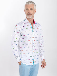 Vintage Scooter Print Satin Cotton Shirt - Claudio Lugli Shirts