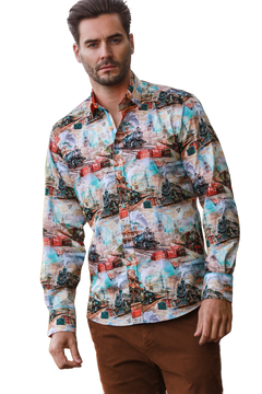 Vintage Steam Train Print Shirt - Claudio Lugli Shirts