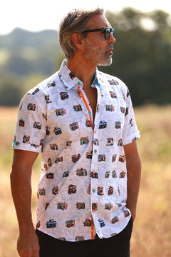 VINTAGE VOGUE CAMERA PRINT SHORT SLEEVE SHIRT - Claudio Lugli Shirts
