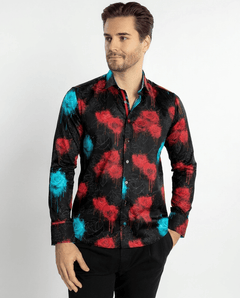 Vivid Bleeding Blooms Print Shirt - Claudio Lugli Shirts