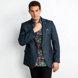 WASHED DENIM EFFECT SPORTS BLAZER - Premium Men's Patterned Shirt by Claudio Lugli | Bold Design, Tailored Fit, Best Printed Shirts