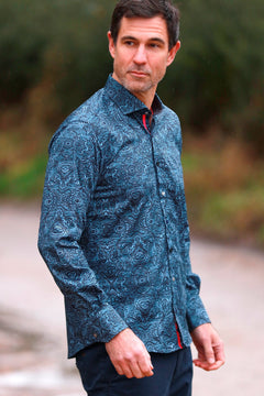 WAVY ORNAMENTS PRINT SHIRT – Premium Men's Patterned Shirt by Claudio Lugli | Bold Design, Tailored Fit, Best Printed Shirts