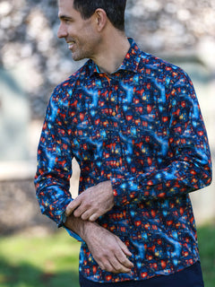 Whimsical Village Print Satin Cotton Shirt - Claudio Lugli Shirts