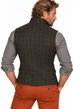 Windowpane Check Sleeveless Jacket - Charcoal - Claudio Lugli Shirts