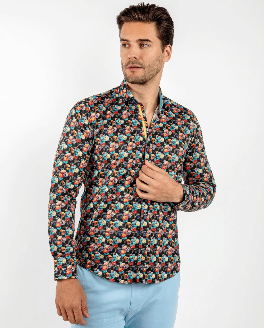 Winter Rose Bouquet Print Shirt - Claudio Lugli Shirts