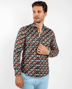 Winter Rose Bouquet Print Shirt - Claudio Lugli Shirts